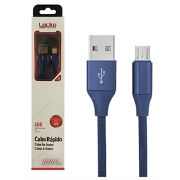 Cabo de dados Micro USB V8 (Nylon Azul) 1m - LU-08